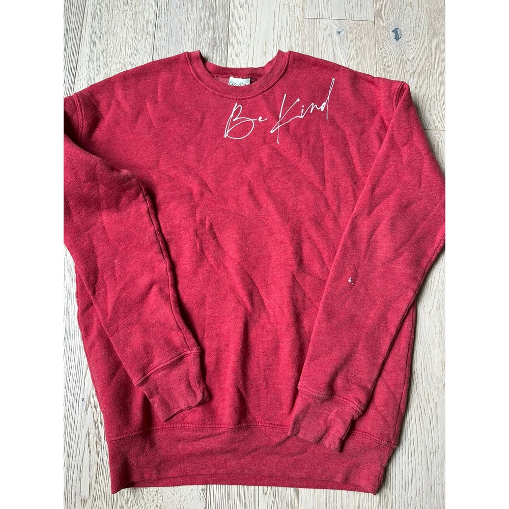 Oat Collective Be Kind Graphic Sweatshirt Red Crewneck Pullover Small